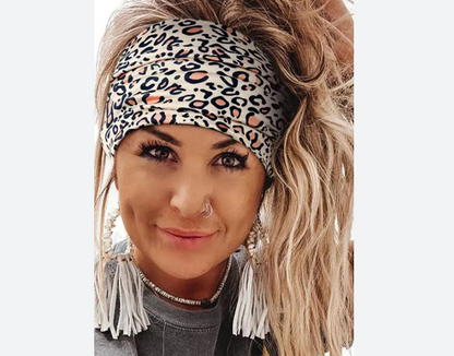 Wide leopard print sports headband